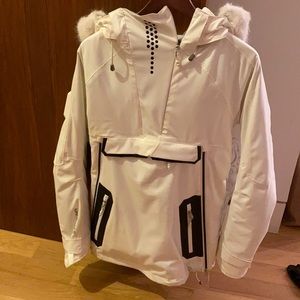 Sweaty Betty white jacket with faux white trim! Beautiful XS BARELY worn jacket